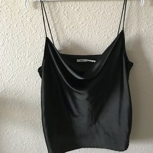 Urban Outfitters Silky Cowl Neck Black Tank Top